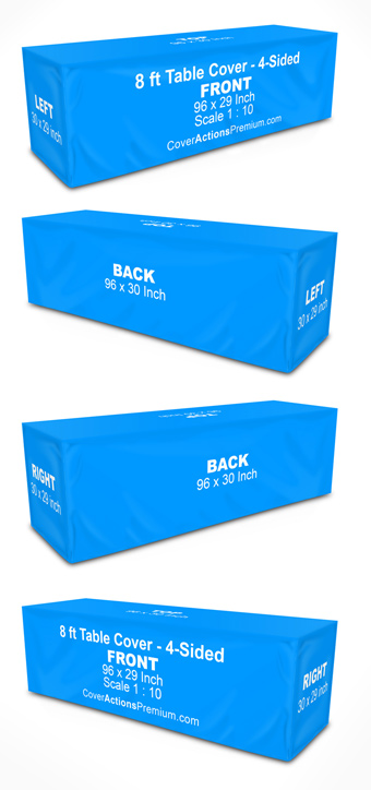 8 ft fitted table cover 4-sided mockup and template