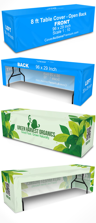 Open Back 8 ft Fitted Table Cover Mockup