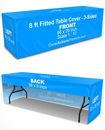 8 ft Fitted Table Cover Mockup – 3-Sided Photoshop Action