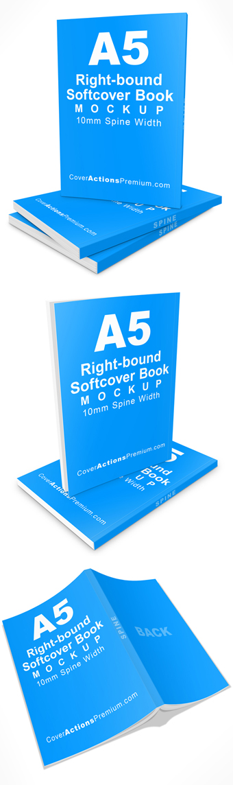 a5 right bound softcover book mockup